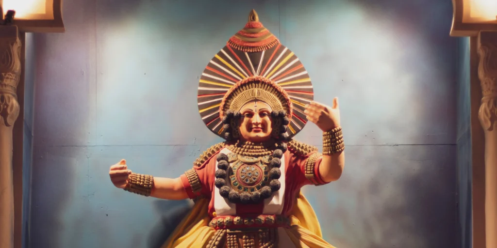 A Yakshagaana performer in the form of a statue